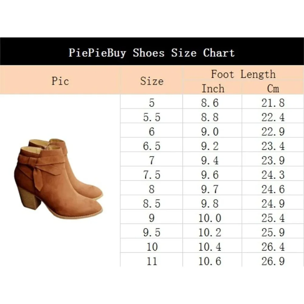 Women's Brown Synthetic Tie Knot Stacked Heel Chelsea Pump Ankle Boots Shoes - Picture 4 of 4